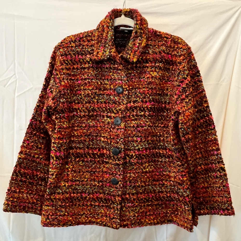EUC Chico’s multi colored boulce jacket